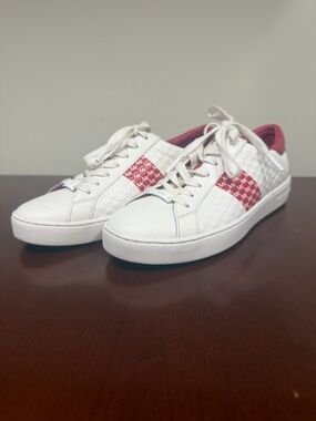 Michael Kors White Sneakers with Red MK Accent